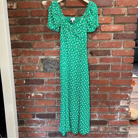 & Other Stories Dresses & Skirts - & Other Stories women's floral puff sleeve midi dress with slit green size 4